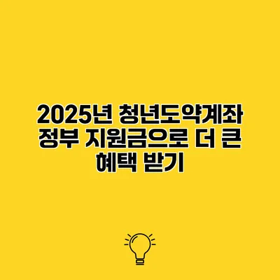2025년 청년도약계좌 정부 지원금으로 더 큰 혜택 받기
