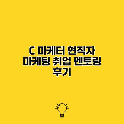 C 마케터 현직자 마케팅 취업 멘토링 후기