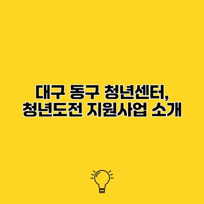 대구 동구 청년센터, 청년도전 지원사업 소개