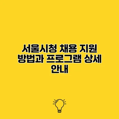 서울시청 채용 지원 방법과 프로그램 상세 안내