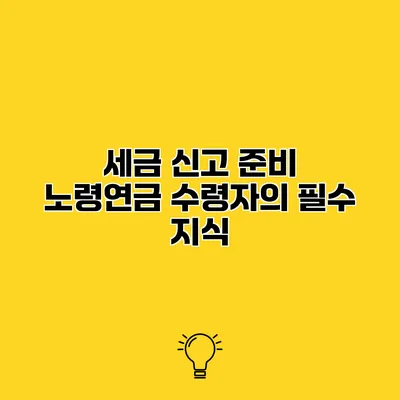 세금 신고 준비 노령연금 수령자의 필수 지식