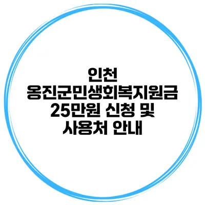 인천 옹진군민생회복지원금 25만원 신청 및 사용처 안내