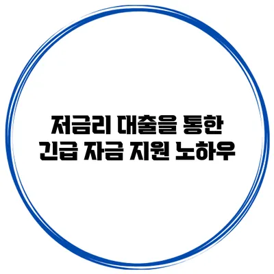저금리 대출을 통한 긴급 자금 지원 노하우