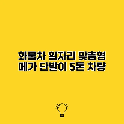 화물차 일자리 맞춤형 메가 단발이 5톤 차량