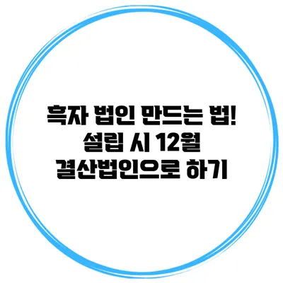 흑자 법인 만드는 법! 설립 시 12월 결산법인으로 하기
